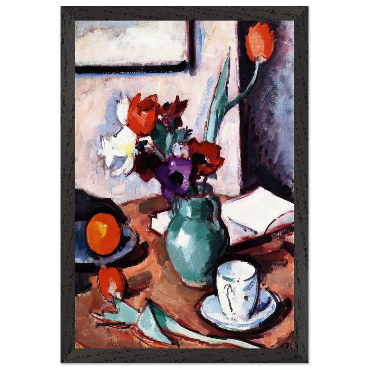 Flowers in a Green Vase by Samuel Peploe, framed poster, view 2