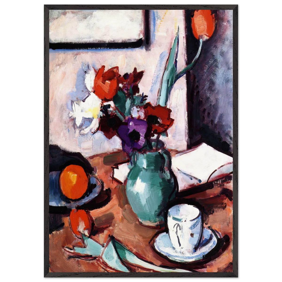 Flowers in a Green Vase by Samuel Peploe, framed poster, view 3