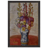 Flowers in Blue and White Vase on Orange Table by Florine Stettheimer, framed poster, view 2