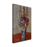 Flowers in Blue and White Vase on Orange Table by Florine Stettheimer, canvas, view 2