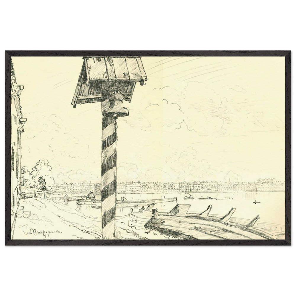 French Embankment by Anna Ostroumova-Lebedeva, framed poster