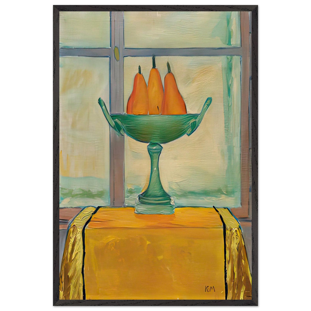 Fruit Bowl with Three Red and Yellow Pears by Koloman Moser, framed poster
