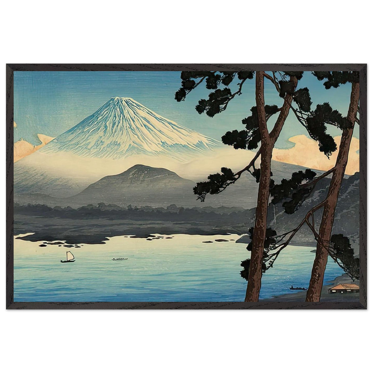 Fuji from Lake Shojin by Shotei Takahashi, framed poster