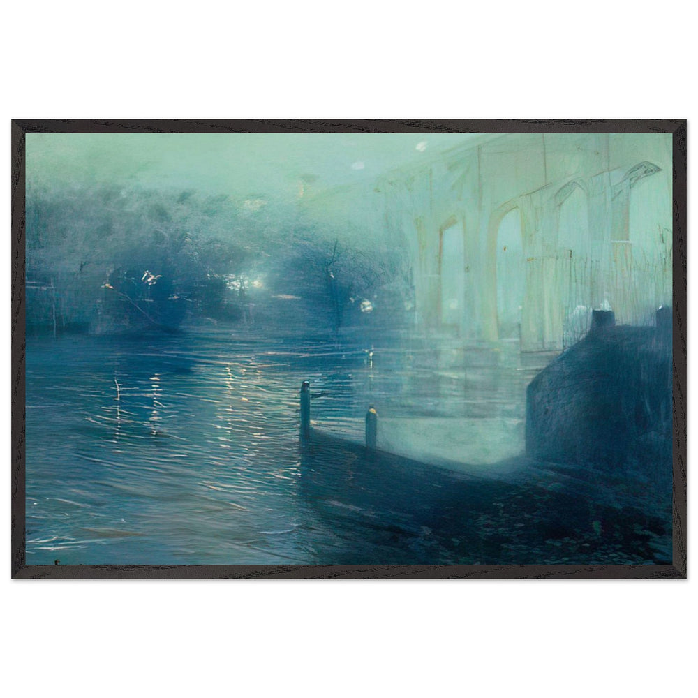 Harlem River at Night by Ernest Lawson, framed poster