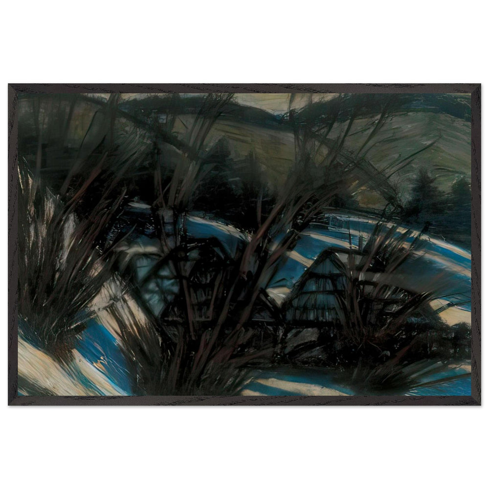 Hills with Blue Shades by Istvan Nagy, framed poster