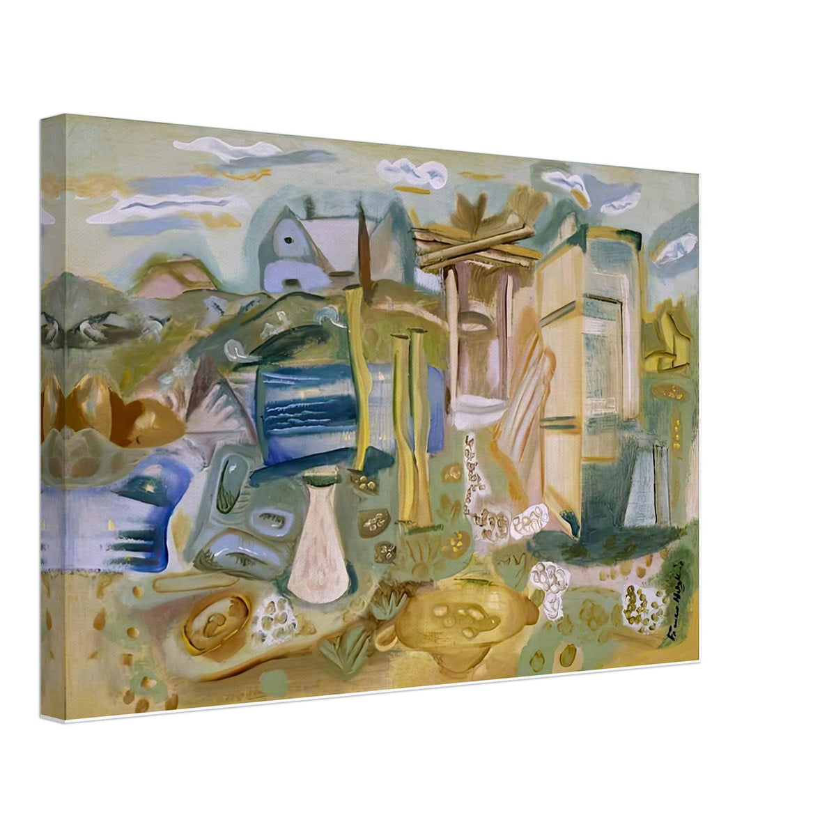 Houses and Outhouses, Purbeck by Frances Hodgkins, canvas