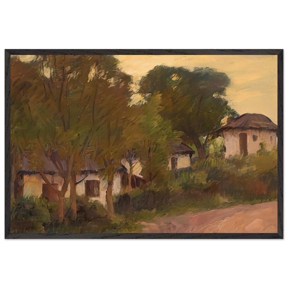 Houses on the Hill by Stefan Popescu, framed poster