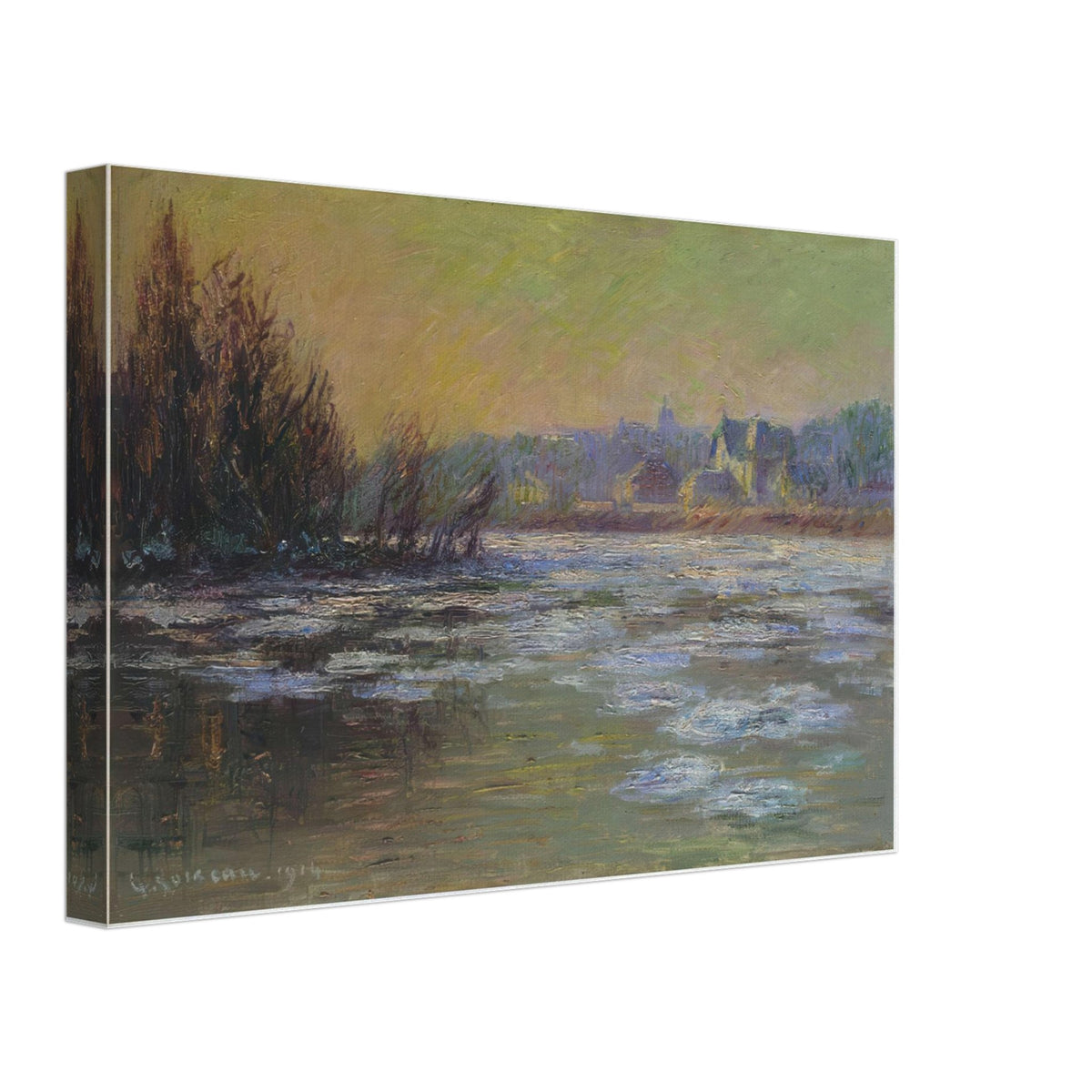 Ice on the Oise River by Gustave Loiseau, canvas, view 2