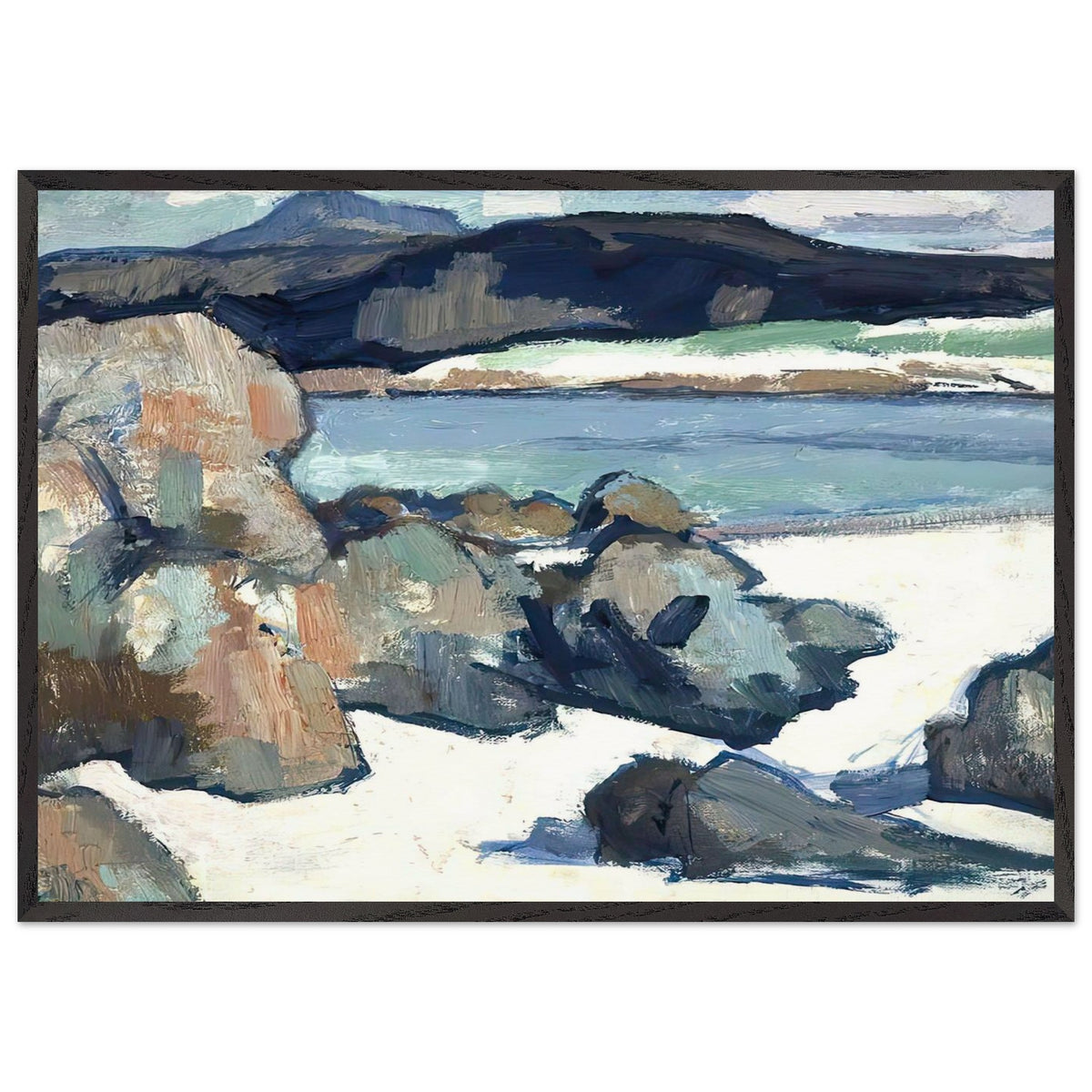 Iona Landscape. Rocks by Samuel Peploe, framed poster, view 3