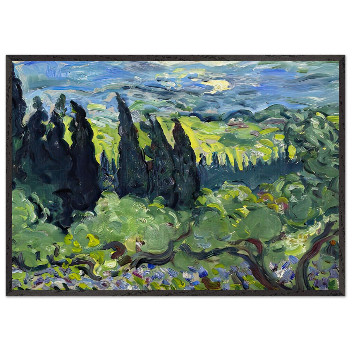 Italian Landscape, Cypresses by Louis Valtat, framed poster, view 3