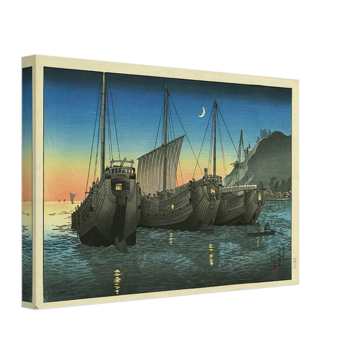 Junks in Inatori Bay by Shotei Takahashi, canvas, view 2