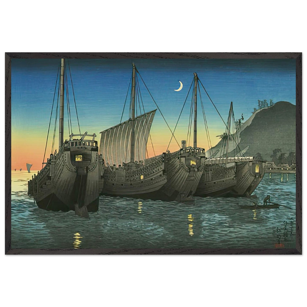 Junks in Inatori Bay by Shotei Takahashi, framed poster
