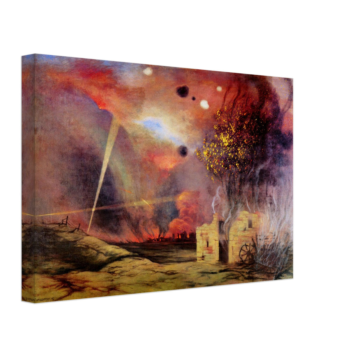 Landscape off Ruins and Fires by Felix Vallotton, canvas, view 2