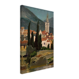 Landscape with a Church and Cypresses Ca 1914 by Józef Pankiewicz, canvas