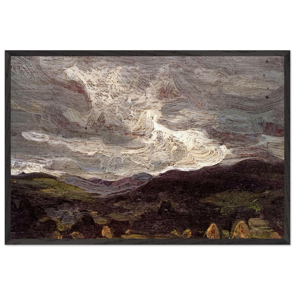 Landscape with Haystacks by Samuel Peploe, framed poster