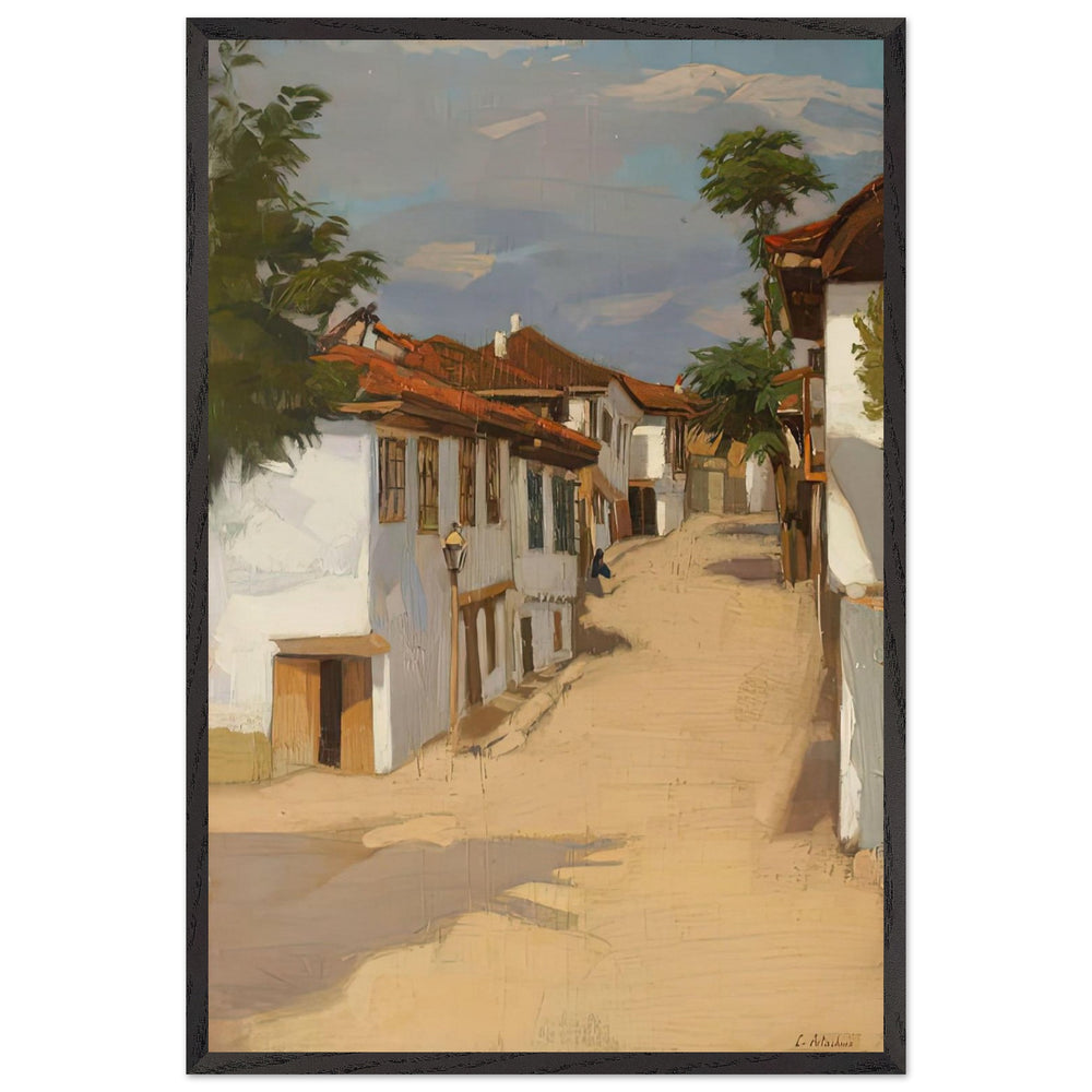 Landscape with Houses at Balcic by Constantin Artachino, framed poster