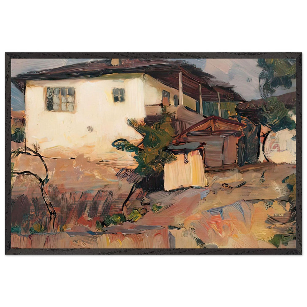 Landscape with Houses by Stefan Popescu, framed poster