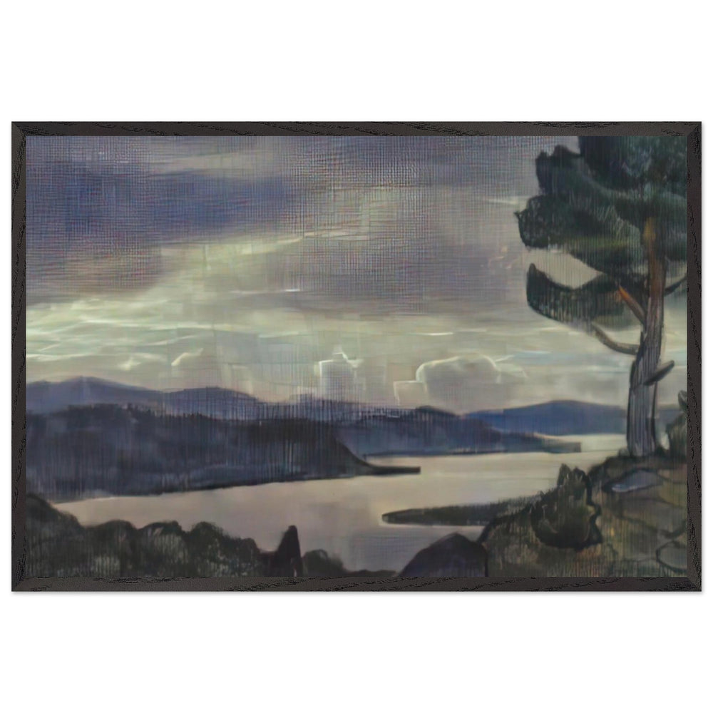 Landscape with Lake and Tree on the Shore by Nicholas Roerich, framed poster