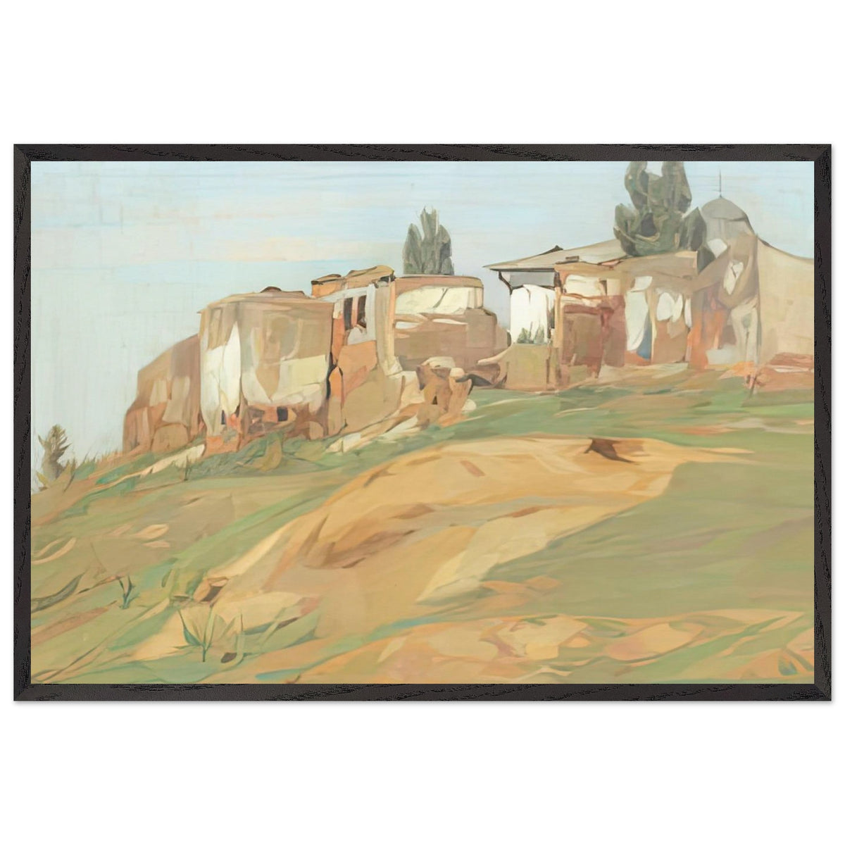 Landscape with Ruins by Constantin Artachino, framed poster