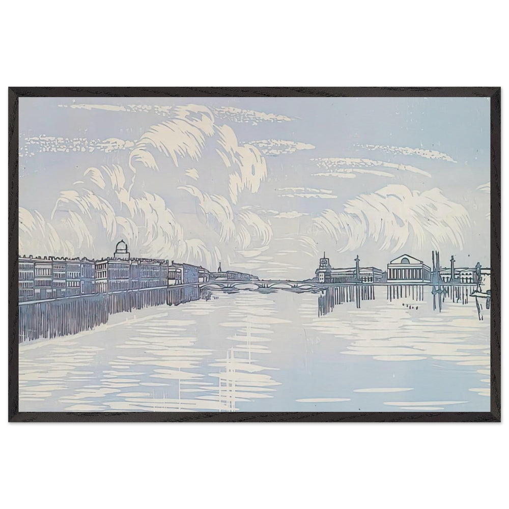 Leningrad. View from Trinity Bridge by Anna Ostroumova-Lebedeva, framed poster