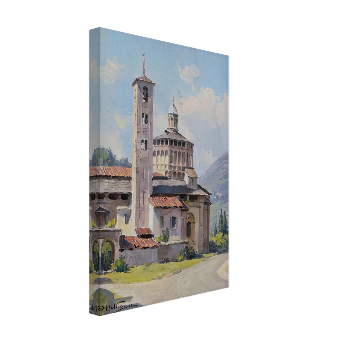 Lombardian Landscape by Achille Beltrame, canvas, view 2