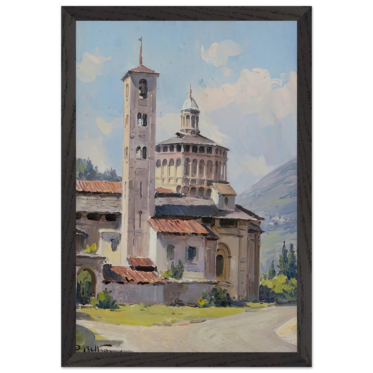 Lombardian Landscape by Achille Beltrame, framed poster, view 2