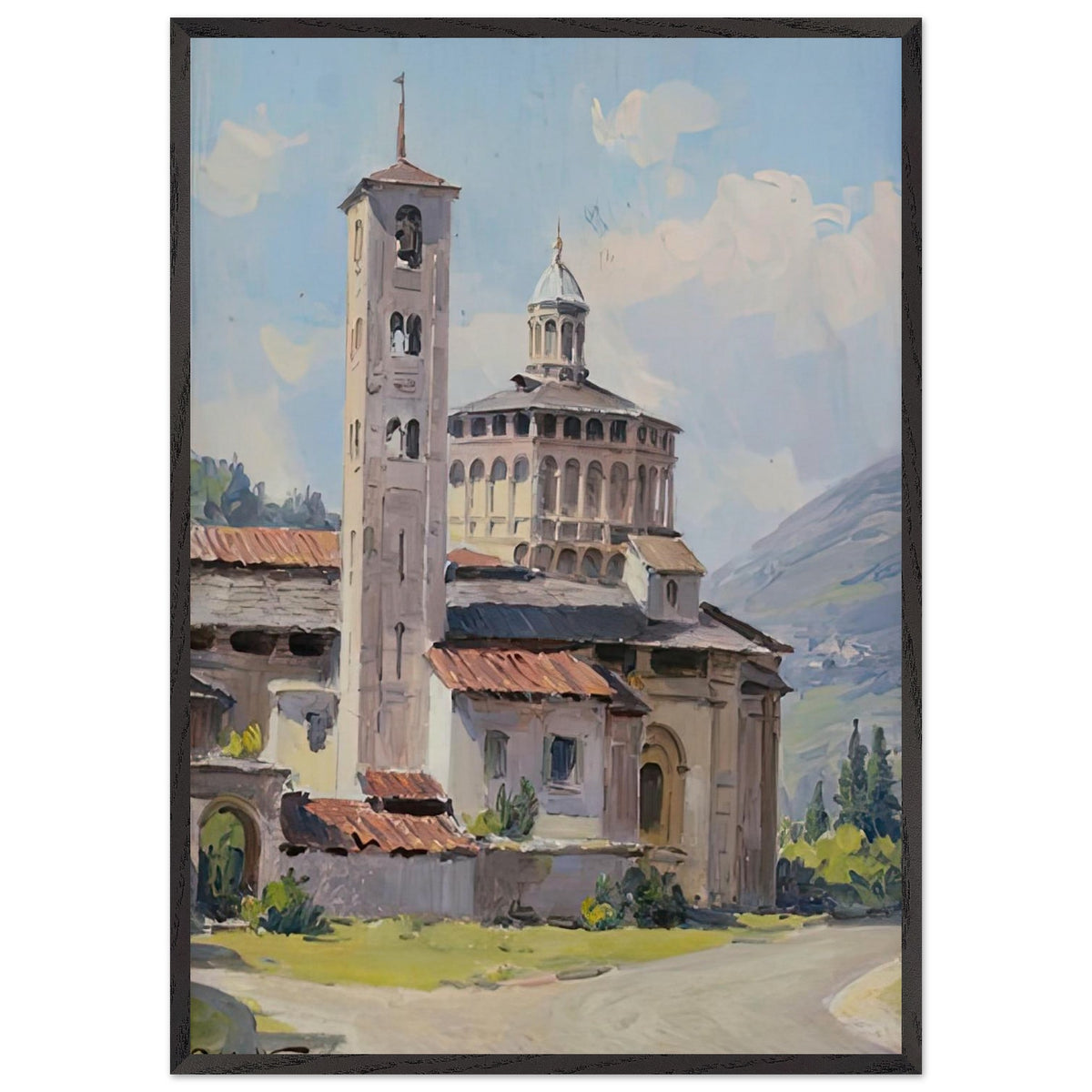 Lombardian Landscape by Achille Beltrame, framed poster, view 3