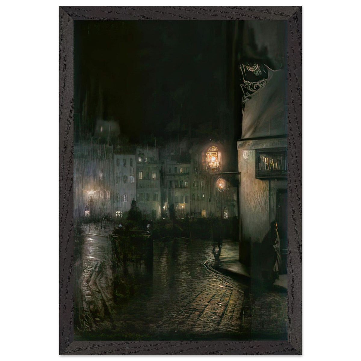 Market Square of Warsaw by Night by Józef Pankiewicz, framed poster, view 2