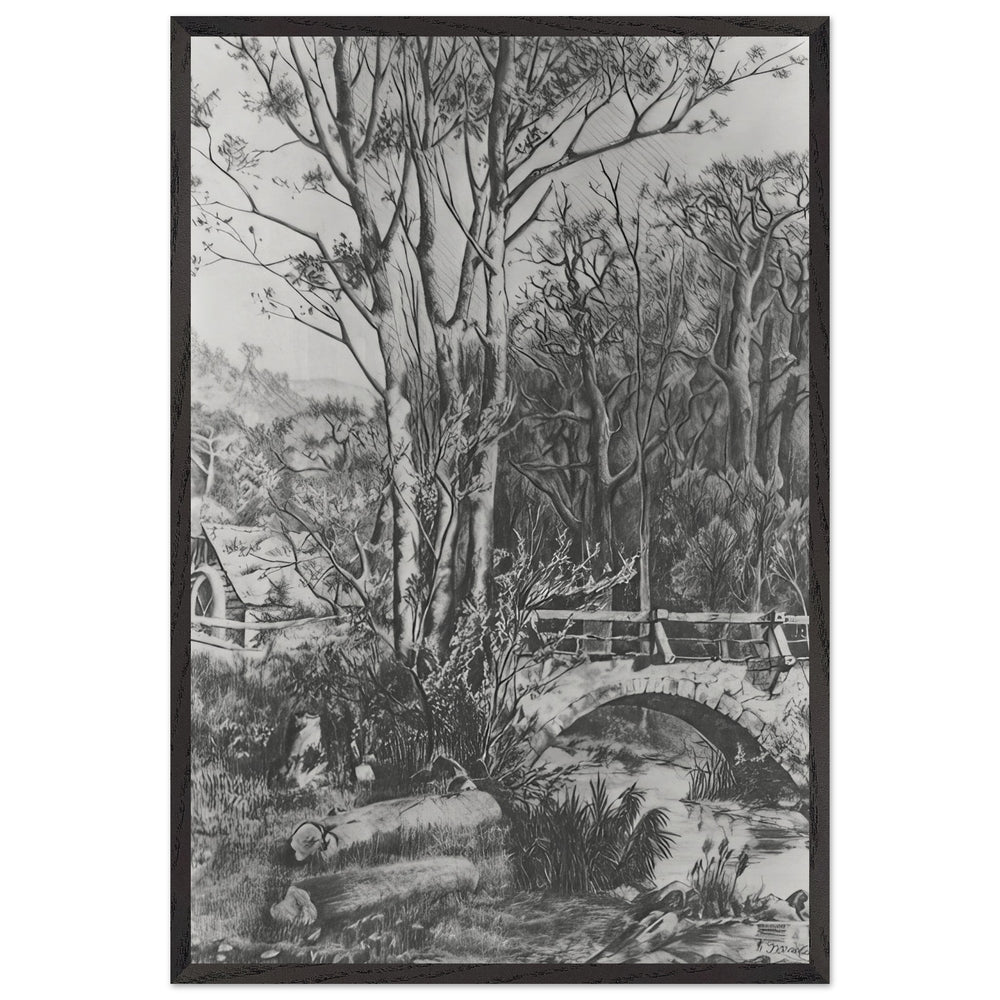 Mill near the forest creek by Konstantin Bogaevsky, framed poster