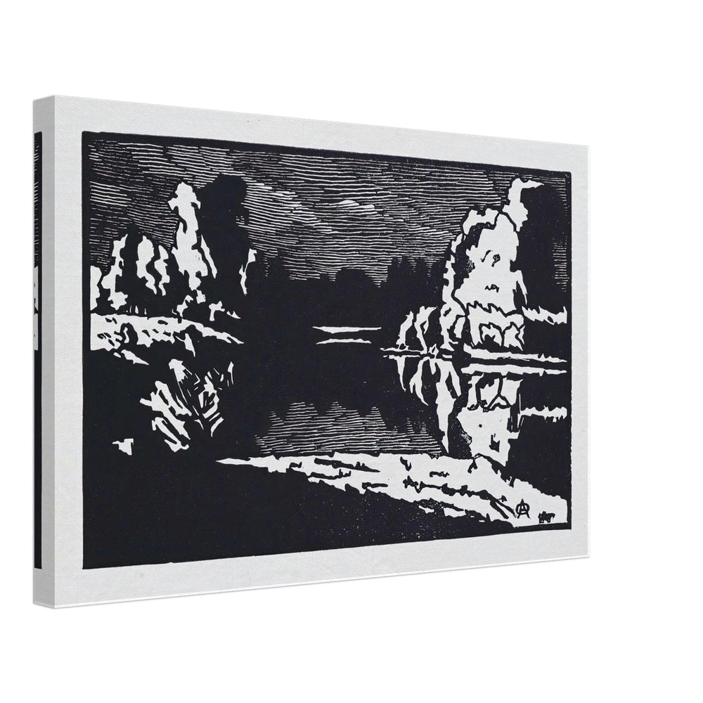 Moonlit night landscape by Anna Ostroumova-Lebedeva, canvas