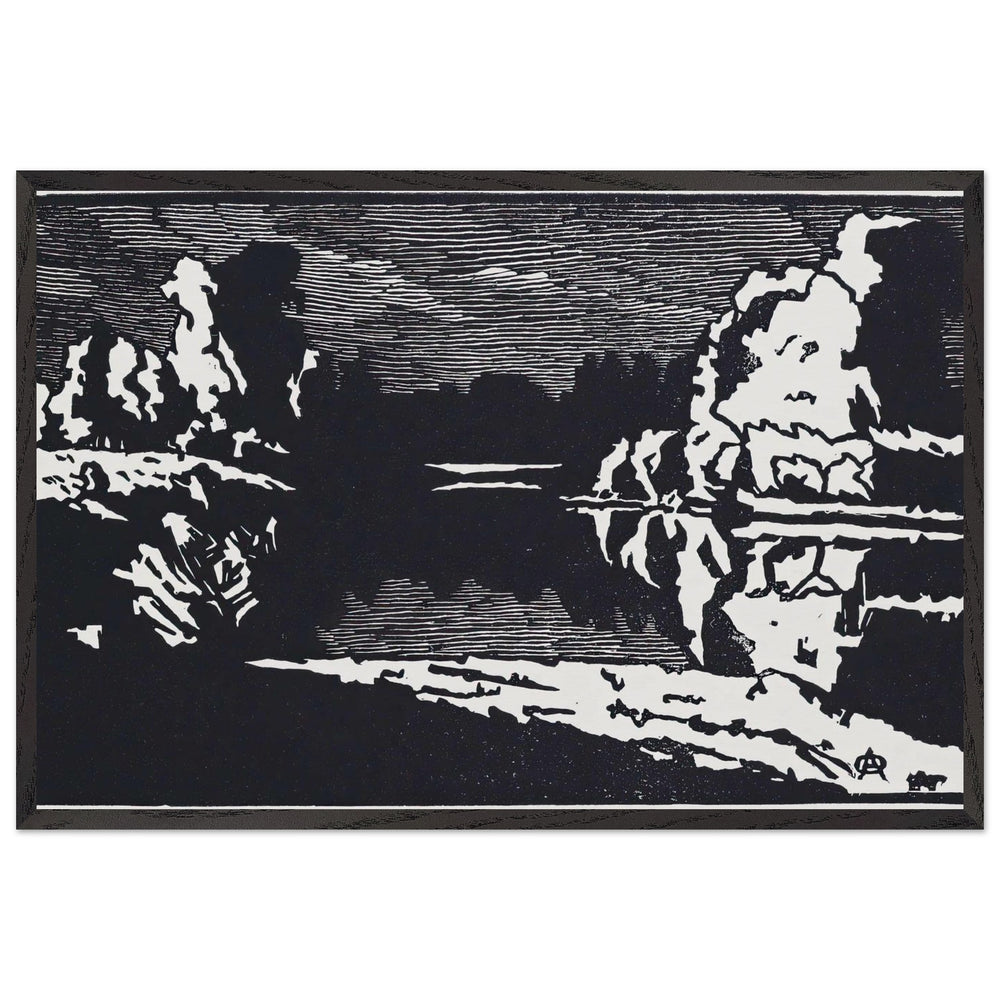 Moonlit night landscape by Anna Ostroumova-Lebedeva, framed poster