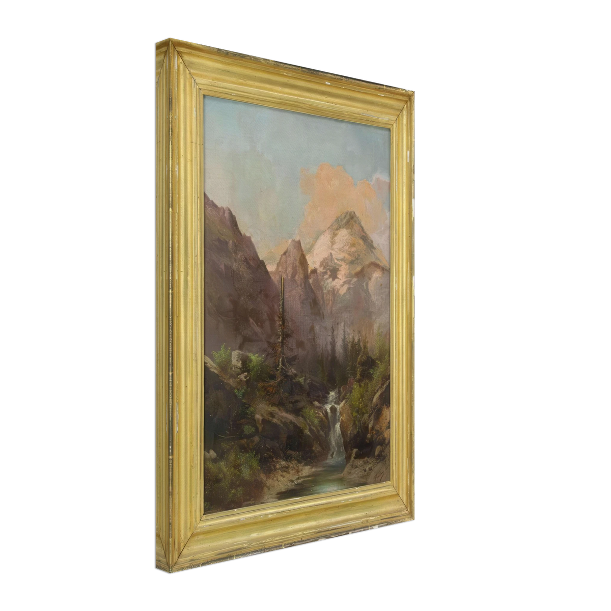 Mountain and River Landscape by Guido Agostini, canvas