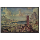 Mountain Landscape with Sea Bay by Konstantin Bogaevsky, framed poster