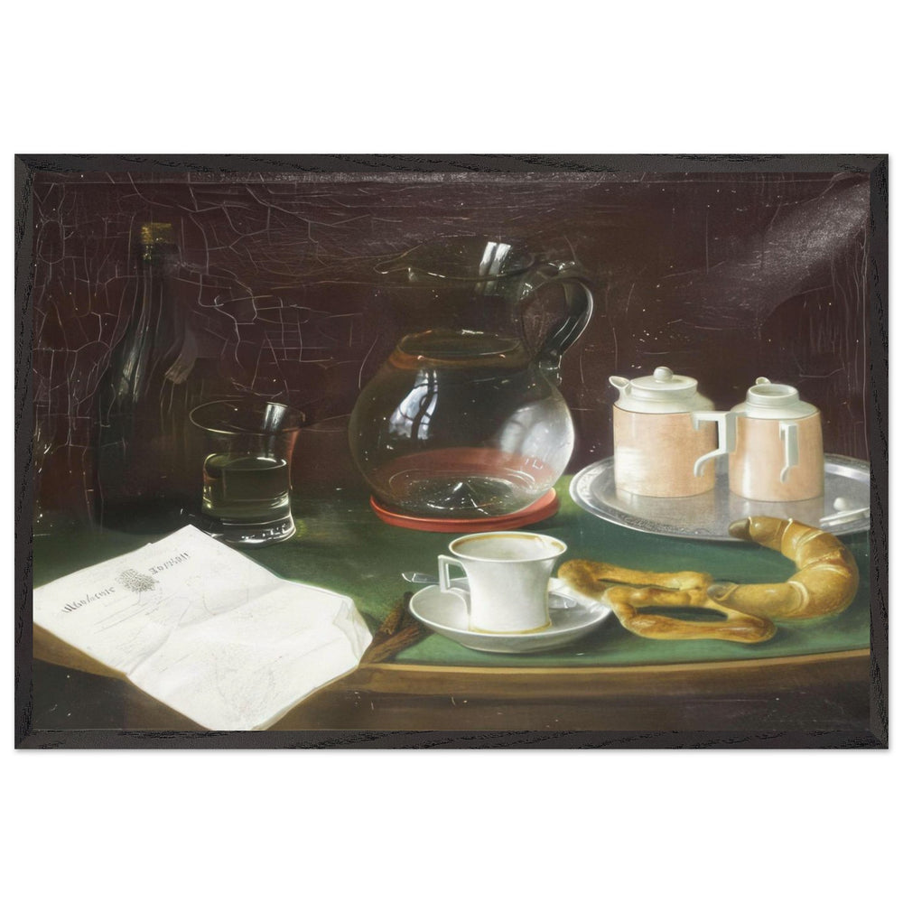 Newspaper, Coffee and Pastries by Charles Alfred Meurer, framed poster