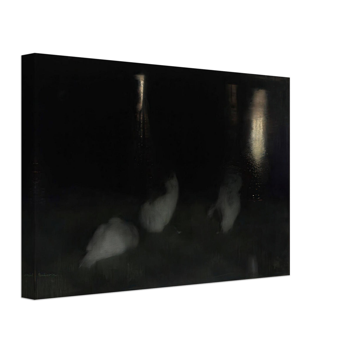 Nocturne Swans in the Saxon Garden in Warsaw by Night by Józef Pankiewicz, canvas, view 2