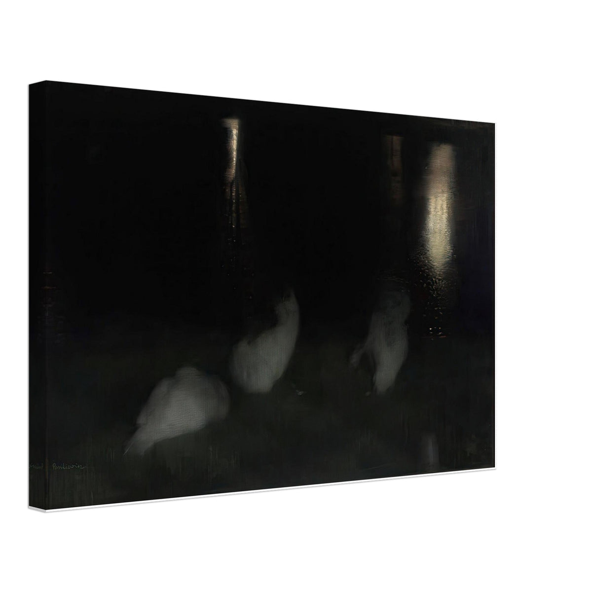 Nocturne Swans in the Saxon Garden in Warsaw by Night by Józef Pankiewicz, canvas