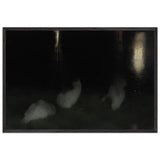 Nocturne Swans in the Saxon Garden in Warsaw by Night by Józef Pankiewicz, framed poster