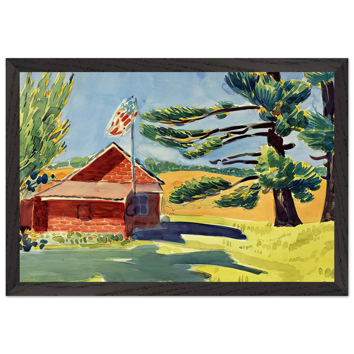 Old Schoolhouse, Ryders by George Luks, framed poster, view 2
