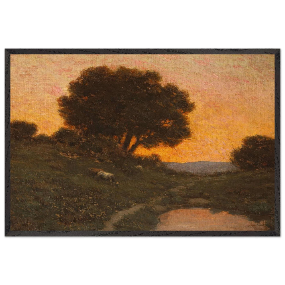Pastoral Scene at Sunset by Granville Redmond, framed poster