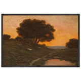 Pastoral Scene at Sunset by Granville Redmond, framed poster