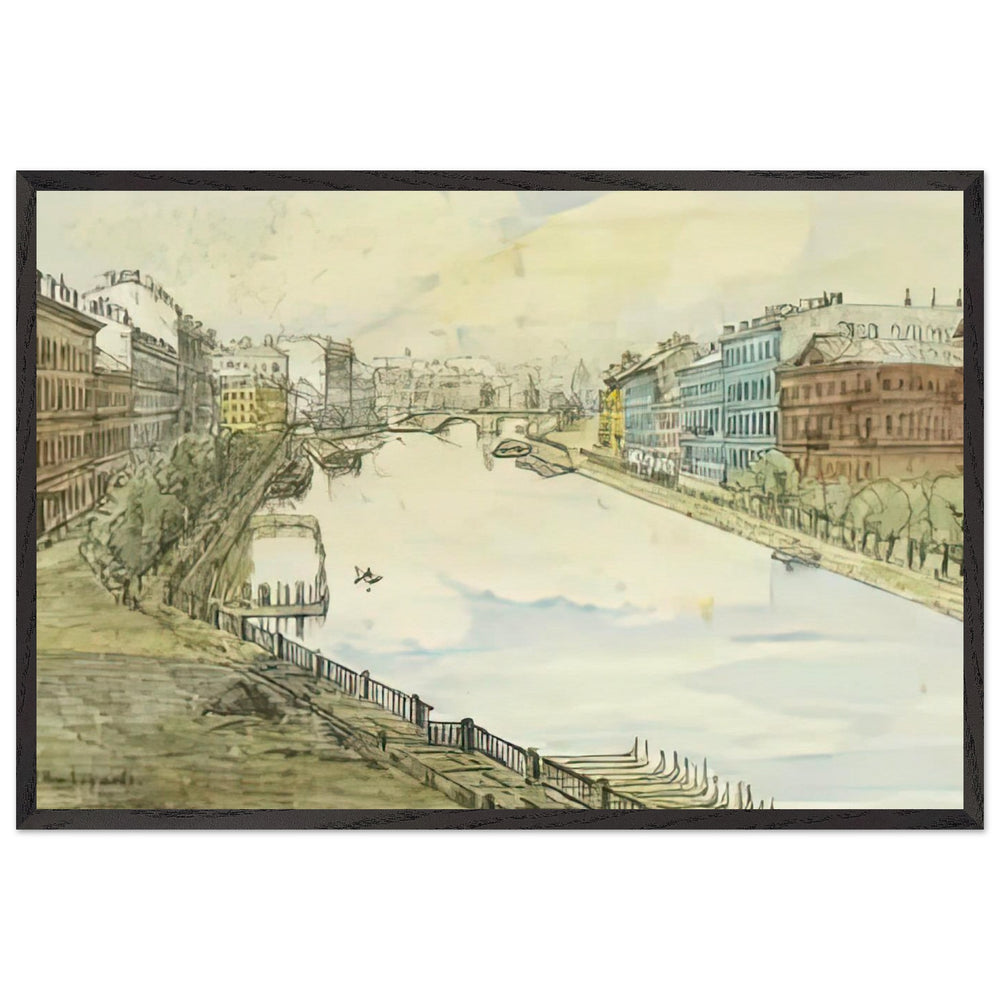 Petersburg. Fontanka. by Anna Ostroumova-Lebedeva, framed poster