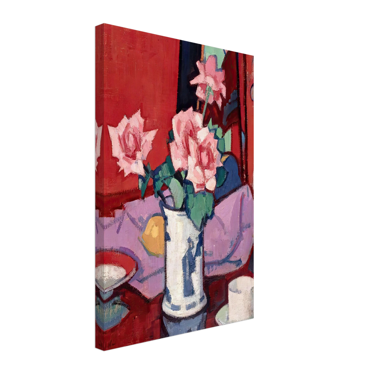 Pink Roses, Chinese Vase by Samuel Peploe, canvas