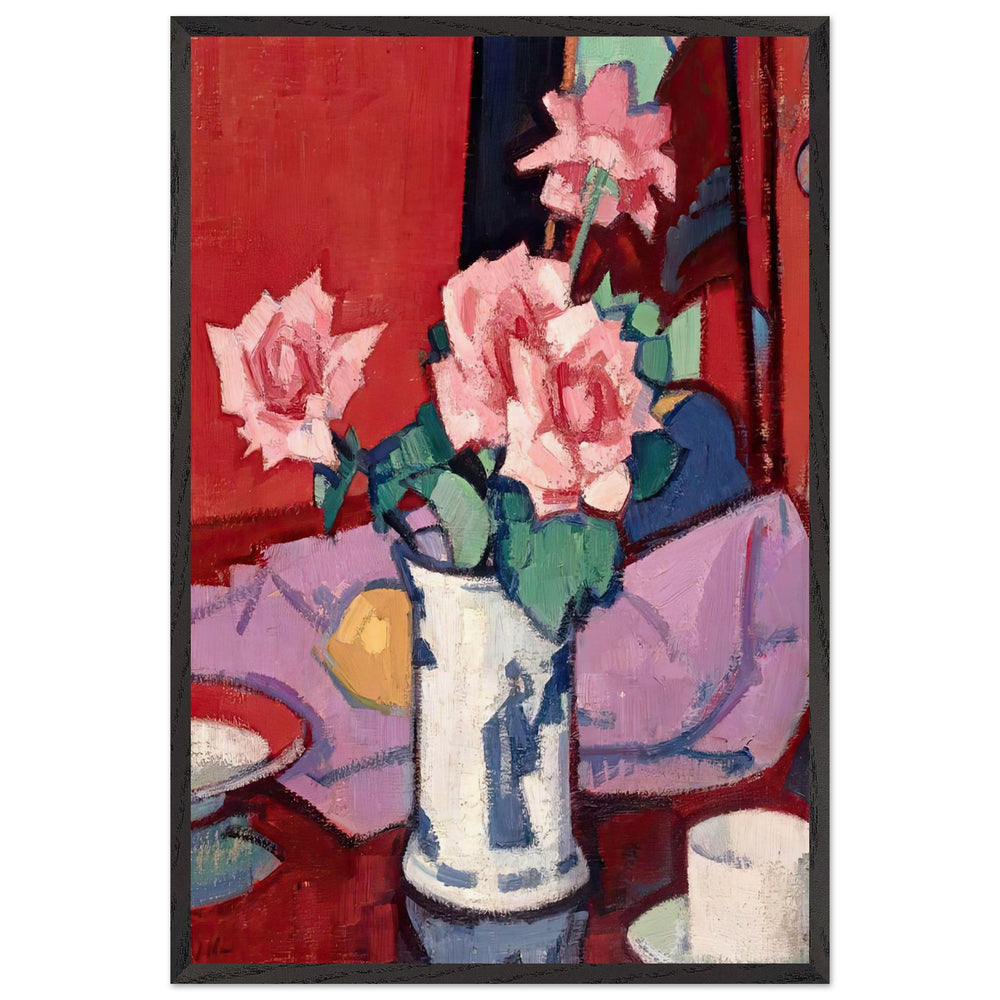 Pink Roses, Chinese Vase by Samuel Peploe, framed poster