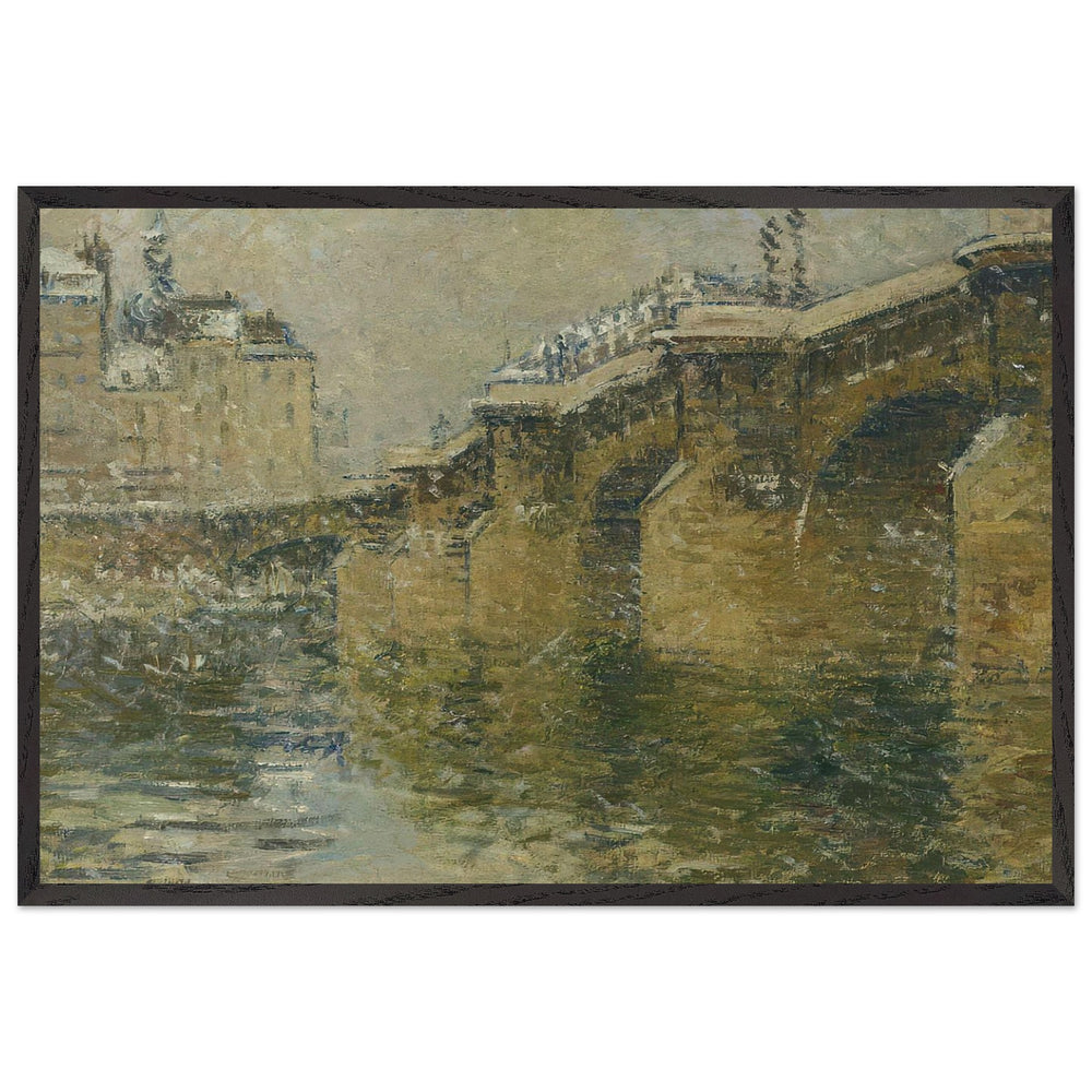 Pont Neuf in the Snow by Gustave Loiseau, framed poster