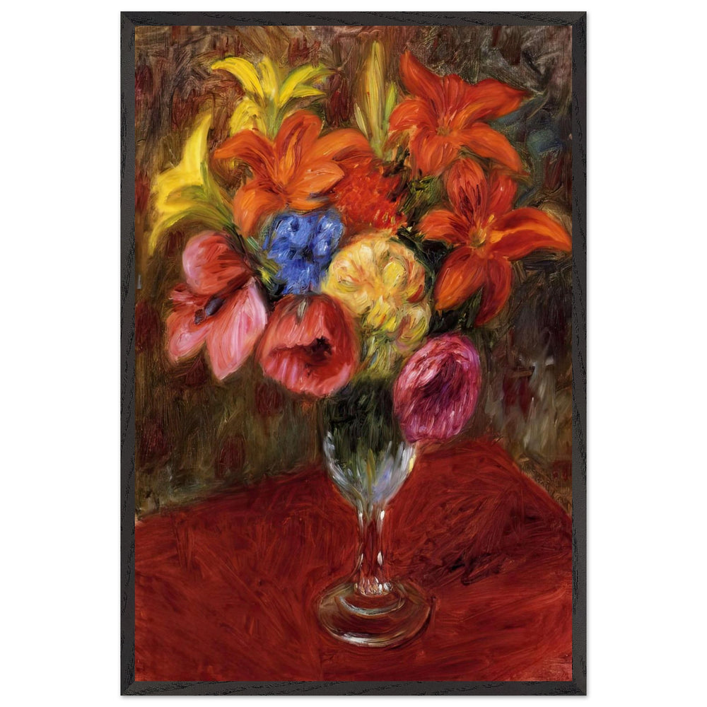 Poppies, Lilies and Blue Flowers by William James Glackens, framed poster