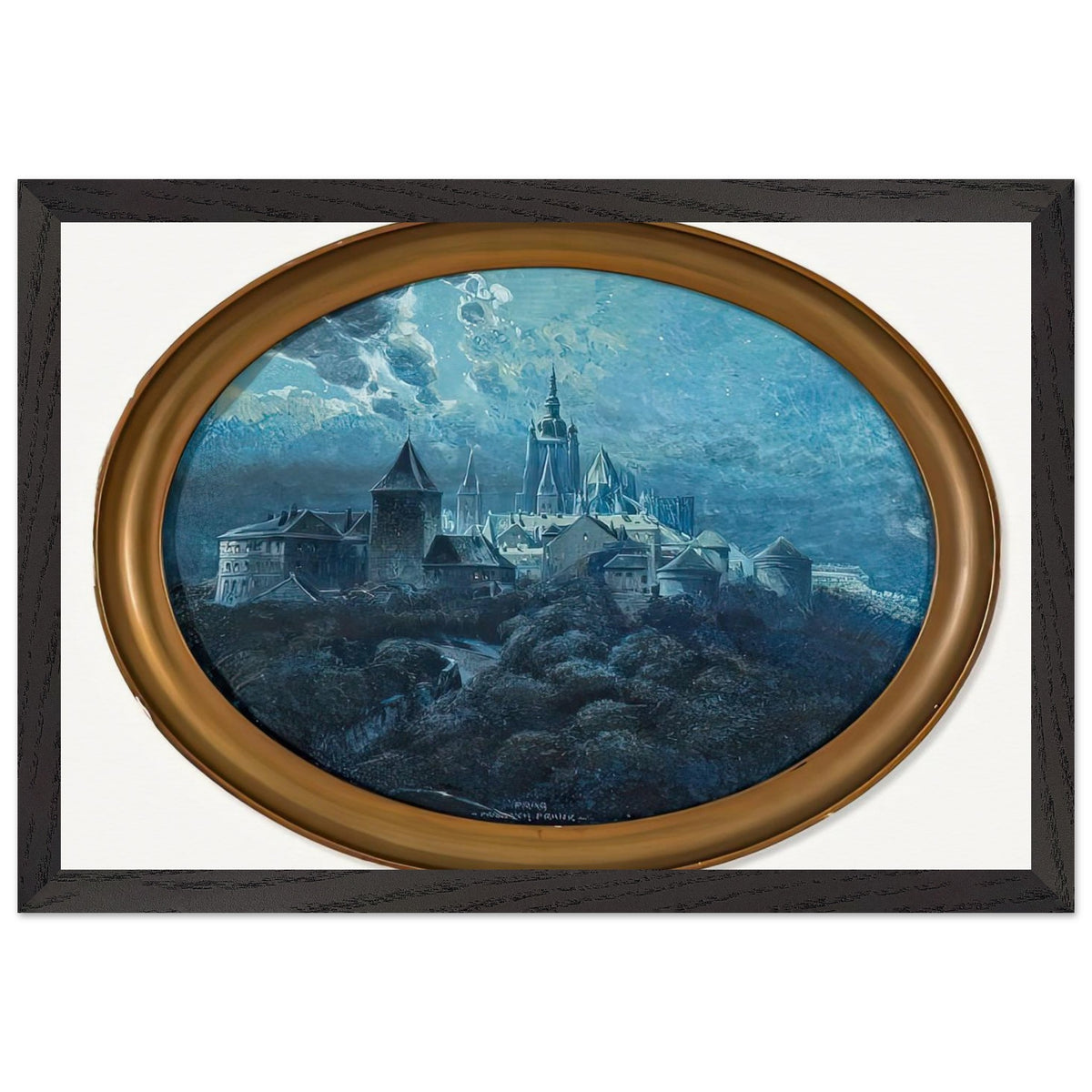 Prague Nocturne by Friedrich Frank, framed poster, view 2