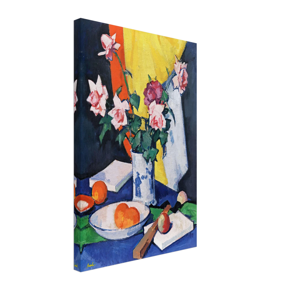 Red and Pink Roses, Oranges and Fan by Samuel Peploe, canvas
