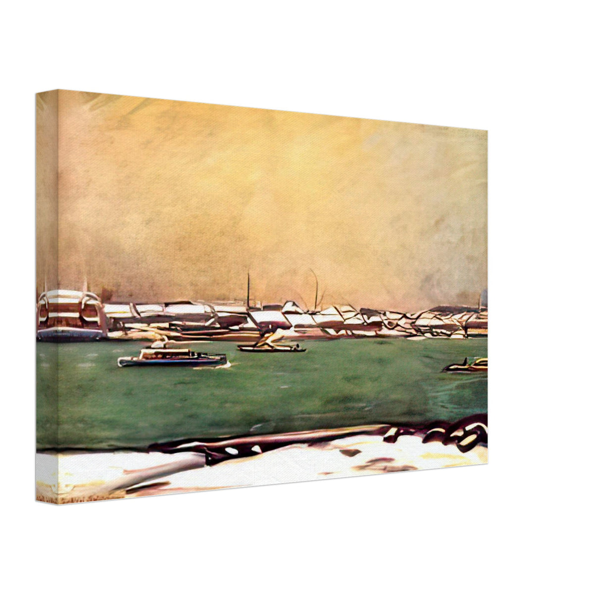 Remains of the Snow at Okawa by Fujishima Takeji, canvas, view 2