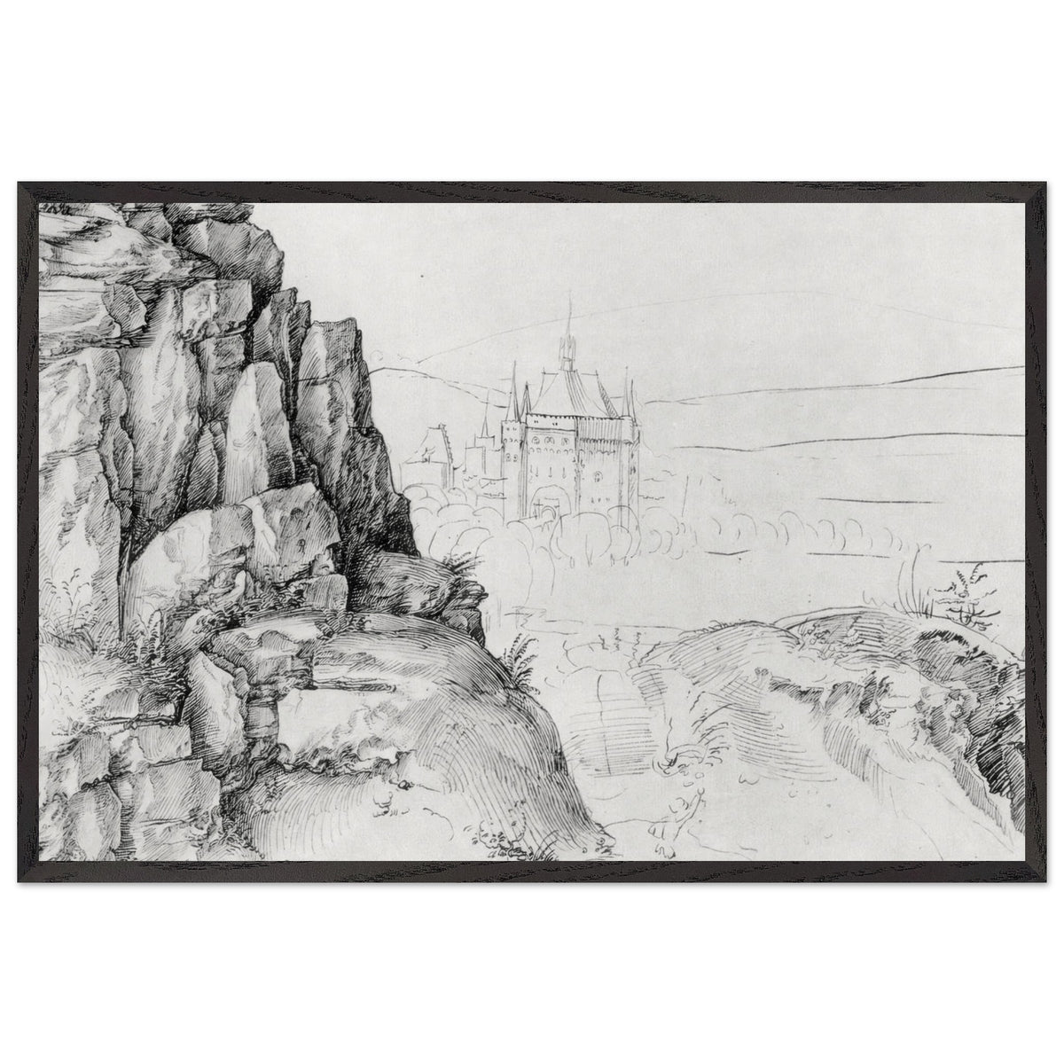 Rock Study of Hikers by Albrecht Durer, framed poster