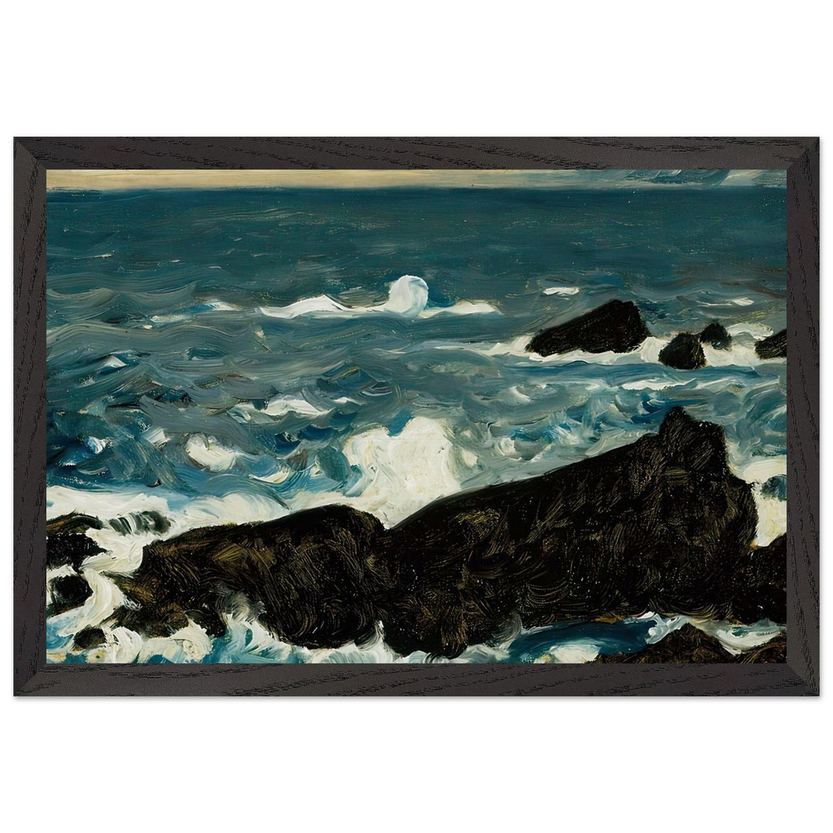 Rocks and Waves (Cape Shiono) by Fujishima Takeji, framed poster, view 2
